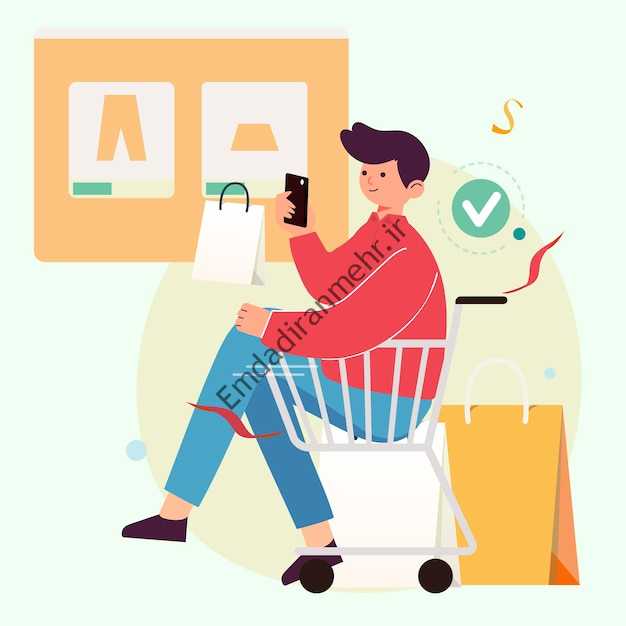 Free vector online shopping concept. young man shopping online via smartphone