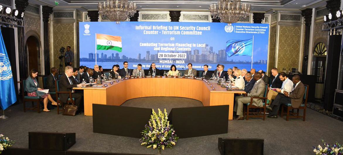 جلسه توجیهی غیررسمی کمیته مبارزه با تروریسم به شورای امنیت سازمان ملل متحد در بمبئی هند در جریان است.